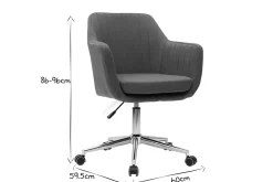 Miliboo Fauteuil De Bureau|Fauteuil De Bureau Petit Prix-Chaise de bureau à roulettes en tissu bleu canard et acier chromé ALEYNA