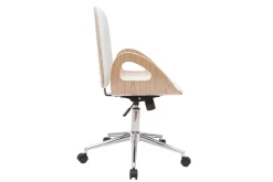 Miliboo Fauteuil De Bureau-Chaise de bureau à roulettes design blanc, bois clair et acier chromé GLORY