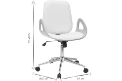Miliboo Fauteuil De Bureau-Chaise de bureau à roulettes design blanc, bois clair et acier chromé GLORY