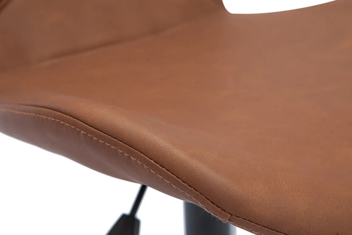 Miliboo Fauteuil De Bureau|Fauteuil De Bureau Petit Prix-Chaise de bureau à roulettes marron et métal noir JOSH