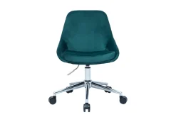 Miliboo Fauteuil De Bureau|Fauteuil De Bureau Petit Prix-Chaise de bureau à roulettes en tissu velours bleu pétrole et acier chromé HOLO