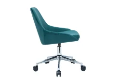 Miliboo Fauteuil De Bureau|Fauteuil De Bureau Petit Prix-Chaise de bureau à roulettes en tissu velours bleu pétrole et acier chromé HOLO