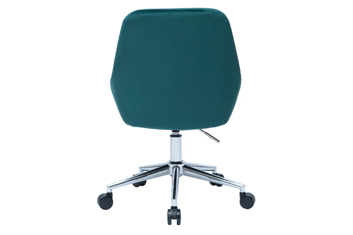 Miliboo Fauteuil De Bureau|Fauteuil De Bureau Petit Prix-Chaise de bureau à roulettes en tissu velours bleu pétrole et acier chromé HOLO