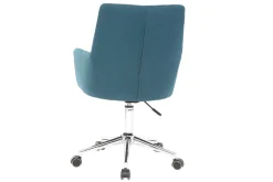 Miliboo Fauteuil De Bureau|Fauteuil De Bureau Petit Prix-Chaise de bureau à roulettes en tissu bleu canard et acier chromé SHANA