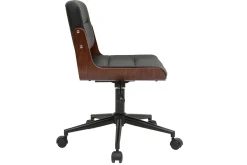 Miliboo Fauteuil De Bureau|Fauteuil De Bureau Petit Prix-Chaise de bureau à roulettes design noir, bois foncé noyer et métal noir ARAMON