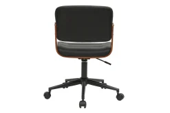 Miliboo Fauteuil De Bureau|Fauteuil De Bureau Petit Prix-Chaise de bureau à roulettes design noir, bois foncé noyer et métal noir ARAMON