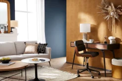 Miliboo Fauteuil De Bureau|Fauteuil De Bureau Petit Prix-Chaise de bureau à roulettes design noir, bois foncé noyer et métal noir ARAMON