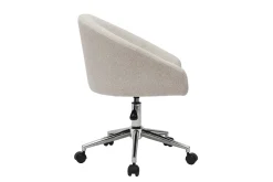 Miliboo Fauteuil De Bureau-Chaise de bureau à roulettes design en tissu velours chenille beige et acier chromé RAVEN