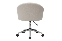 Miliboo Fauteuil De Bureau-Chaise de bureau à roulettes design en tissu velours chenille beige et acier chromé RAVEN