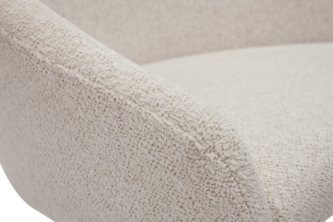 Miliboo Fauteuil De Bureau-Chaise de bureau à roulettes design en tissu velours chenille beige et acier chromé RAVEN