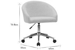 Miliboo Fauteuil De Bureau-Chaise de bureau à roulettes design en tissu velours chenille beige et acier chromé RAVEN