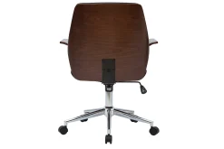 Miliboo Fauteuil De Bureau-Chaise de bureau à roulettes design noir, bois foncé noyer et acier chromé RUFIN