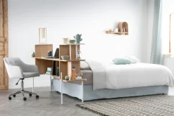 Miliboo Fauteuil De Bureau|Fauteuil De Bureau Petit Prix-Chaise de bureau à roulettes capitonnée en tissu gris clair et acier chromé BALTIK