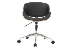 Miliboo Fauteuil De Bureau-Chaise de bureau à roulettes design noir, bois clair et acier chromé WALNUT
