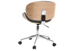 Miliboo Fauteuil De Bureau-Chaise de bureau à roulettes design noir, bois clair et acier chromé WALNUT