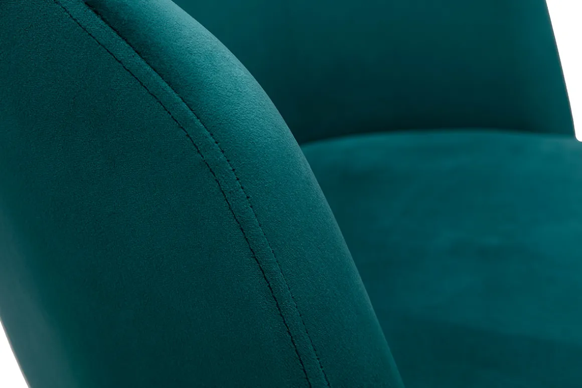 Miliboo Fauteuil De Bureau|Fauteuil De Bureau Petit Prix-Chaise de bureau à roulettes en tissu velours bleu pétrole et métal noir VANITY