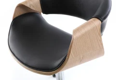 Miliboo Fauteuil De Bureau|Fauteuil De Bureau Petit Prix-Chaise de bureau à roulettes design noir, bois clair et acier chromé ARAMIS