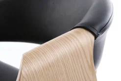 Miliboo Fauteuil De Bureau|Fauteuil De Bureau Petit Prix-Chaise de bureau à roulettes design noir, bois clair et acier chromé ARAMIS