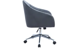 Miliboo Fauteuil De Bureau|Fauteuil De Bureau Petit Prix-Chaise de bureau à roulettes capitonnée en tissu velours gris foncé et acier chromé SHARON