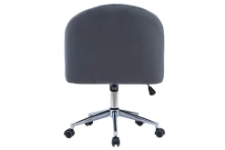 Miliboo Fauteuil De Bureau|Fauteuil De Bureau Petit Prix-Chaise de bureau à roulettes capitonnée en tissu velours gris foncé et acier chromé SHARON