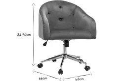Miliboo Fauteuil De Bureau|Fauteuil De Bureau Petit Prix-Chaise de bureau à roulettes capitonnée en tissu velours gris foncé et acier chromé SHARON