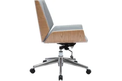 Miliboo Fauteuil De Bureau-Chaise de bureau à roulettes design en tissu gris clair, bois clair et acier chromé CURVED