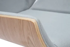 Miliboo Fauteuil De Bureau-Chaise de bureau à roulettes design en tissu gris clair, bois clair et acier chromé CURVED