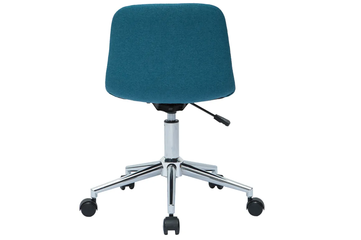 Miliboo Fauteuil De Bureau|Fauteuil De Bureau Petit Prix-Chaise de bureau à roulettes design en tissu bleu canard et acier chromé SAURY