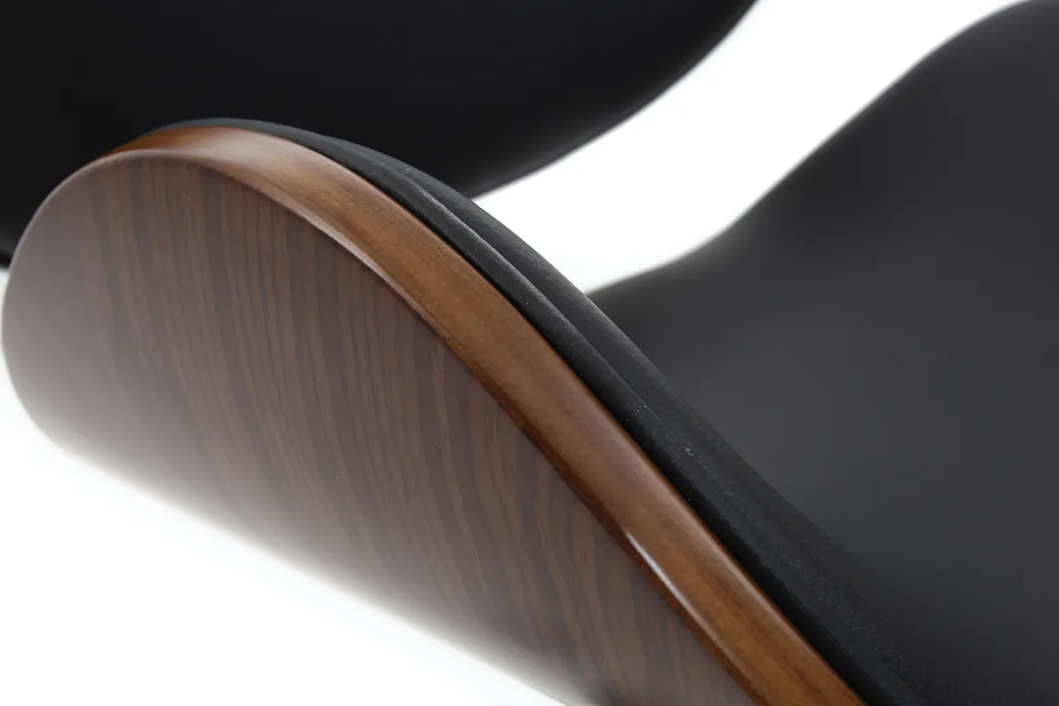 Miliboo Fauteuil De Bureau|Fauteuil De Bureau Petit Prix-Chaise de bureau à roulettes design noir, bois foncé noyer et acier chromé WALNUT