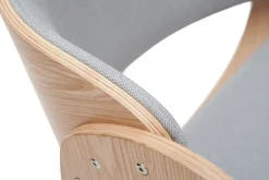 Miliboo Fauteuil De Bureau|Fauteuil De Bureau Petit Prix-Chaise de bureau à roulettes design en tissu gris, bois clair et acier chromé BENT