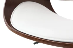 Miliboo Fauteuil De Bureau-Chaise de bureau à roulettes design blanc, bois foncé noyer et acier chromé BENT