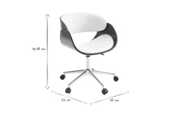 Miliboo Fauteuil De Bureau-Chaise de bureau à roulettes design blanc, bois foncé noyer et acier chromé BENT