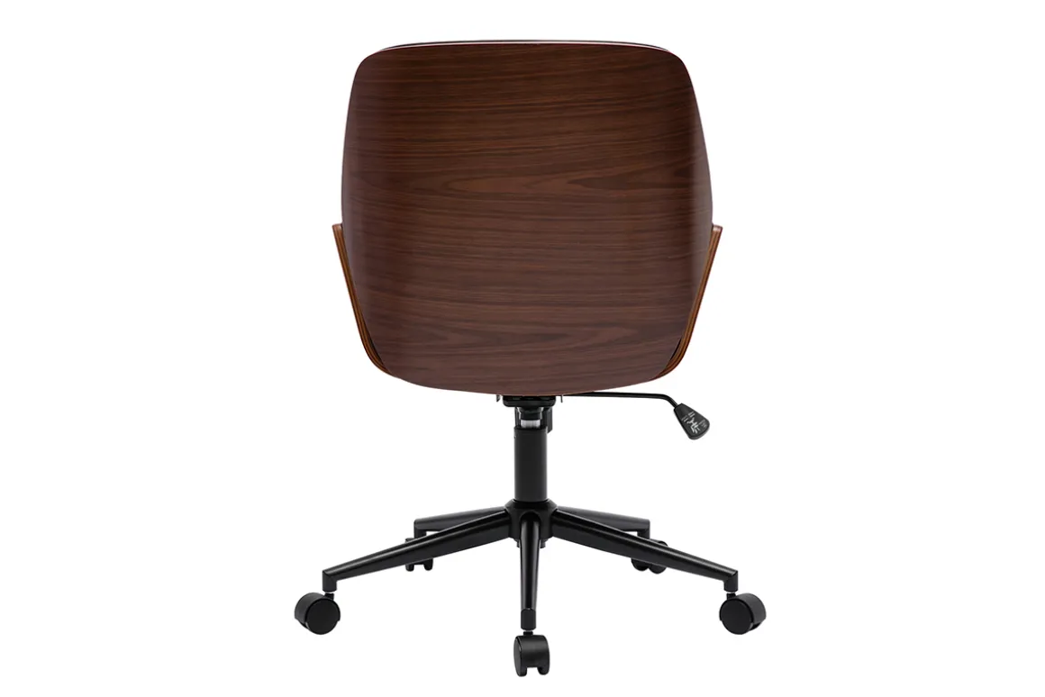 Miliboo Fauteuil De Bureau-Chaise de bureau à roulettes design noir, bois foncé et métal noir MARLOW