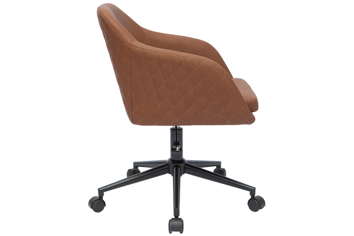 Miliboo Fauteuil De Bureau|Fauteuil De Bureau Petit Prix-Chaise de bureau à roulettes marron et métal noir DOUG