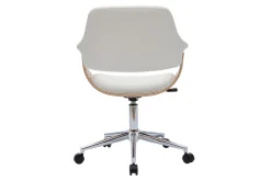 Miliboo Fauteuil De Bureau-Chaise de bureau à roulettes design blanc, bois clair et acier chromé HANSEN