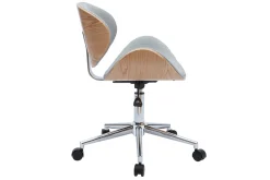Miliboo Fauteuil De Bureau|Fauteuil De Bureau Petit Prix-Chaise de bureau à roulettes design en tissu gris clair, bois clair et acier chromé WALNUT