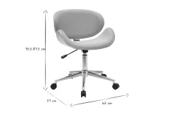 Miliboo Fauteuil De Bureau|Fauteuil De Bureau Petit Prix-Chaise de bureau à roulettes design en tissu gris clair, bois clair et acier chromé WALNUT