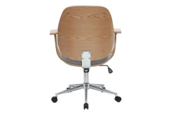 Miliboo Fauteuil De Bureau-Chaise de bureau à roulettes design en tissu gris clair, bois clair et acier chromé YORKE
