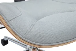 Miliboo Fauteuil De Bureau-Chaise de bureau à roulettes design en tissu gris clair, bois clair et acier chromé YORKE