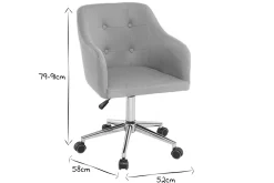 Miliboo Fauteuil De Bureau|Fauteuil De Bureau Petit Prix-Chaise de bureau à roulettes capitonnée en tissu beige et acier chromé BALTIK