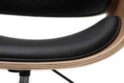 Miliboo Fauteuil De Bureau-Chaise de bureau à roulettes design noir, bois clair et acier chromé BENT