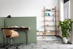 Miliboo Fauteuil De Bureau-Chaise de bureau à roulettes design noir, bois clair et acier chromé BENT