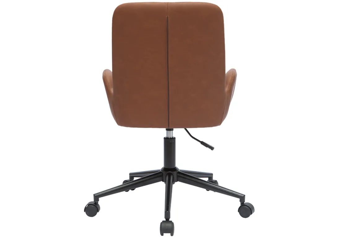Miliboo Fauteuil De Bureau|Fauteuil De Bureau Petit Prix-Chaise de bureau à roulettes marron et métal noir ALBAN
