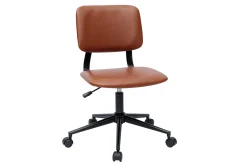 Miliboo Fauteuil De Bureau|Fauteuil De Bureau Petit Prix-Chaise de bureau à roulettes vintage marron et métal noir LAB