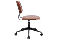 Miliboo Fauteuil De Bureau|Fauteuil De Bureau Petit Prix-Chaise de bureau à roulettes vintage marron et métal noir LAB