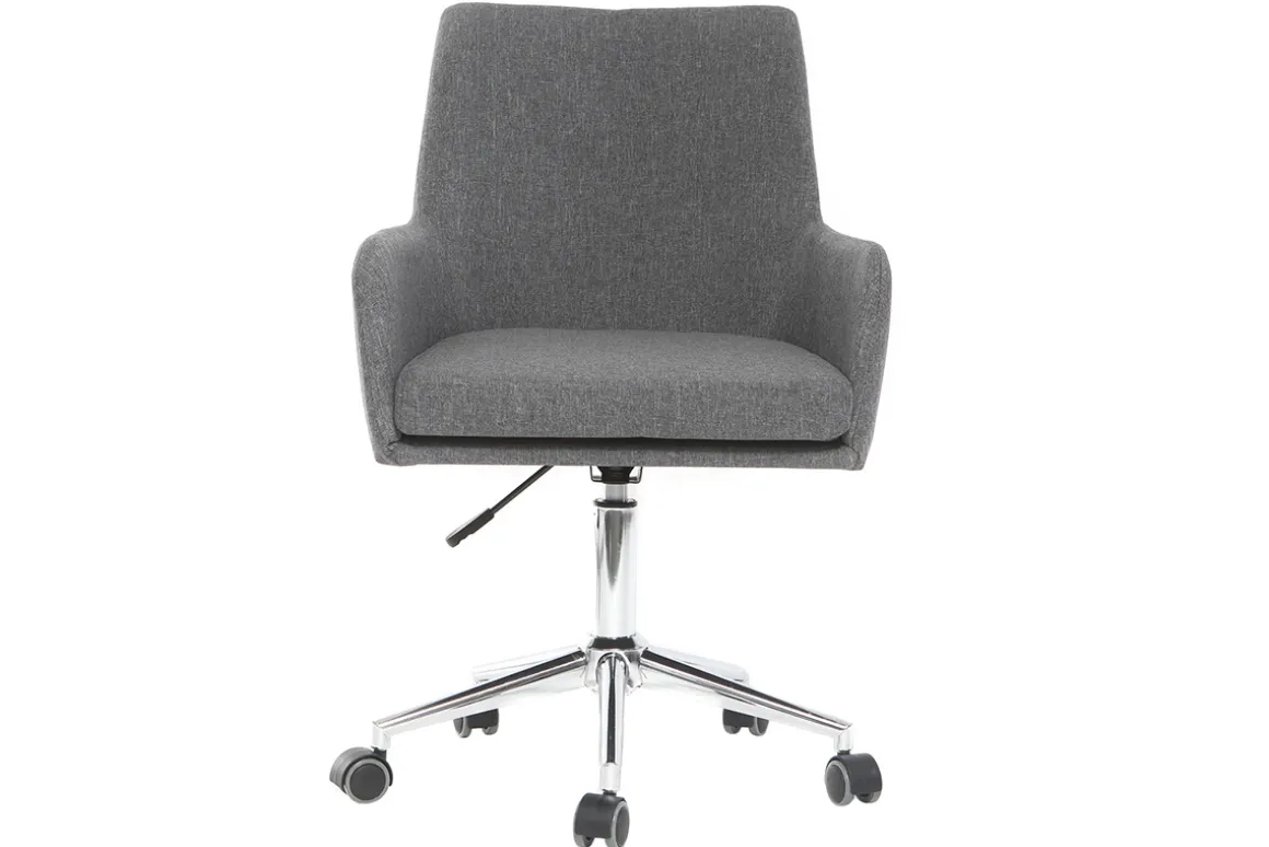 Miliboo Fauteuil De Bureau|Fauteuil De Bureau Petit Prix-Chaise de bureau à roulettes en tissu gris anthracite et acier chromé SHANA