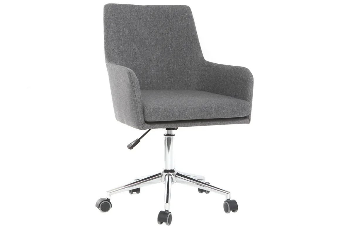 Miliboo Fauteuil De Bureau|Fauteuil De Bureau Petit Prix-Chaise de bureau à roulettes en tissu gris anthracite et acier chromé SHANA