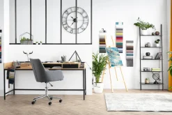 Miliboo Fauteuil De Bureau|Fauteuil De Bureau Petit Prix-Chaise de bureau à roulettes en tissu gris anthracite et acier chromé SHANA