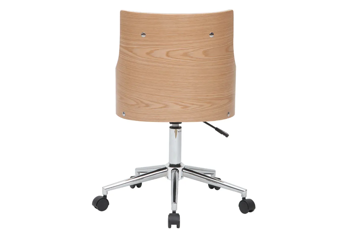 Miliboo Fauteuil De Bureau|Fauteuil De Bureau Petit Prix-Chaise de bureau à roulettes design blanc, bois clair et acier chromé MAYOL