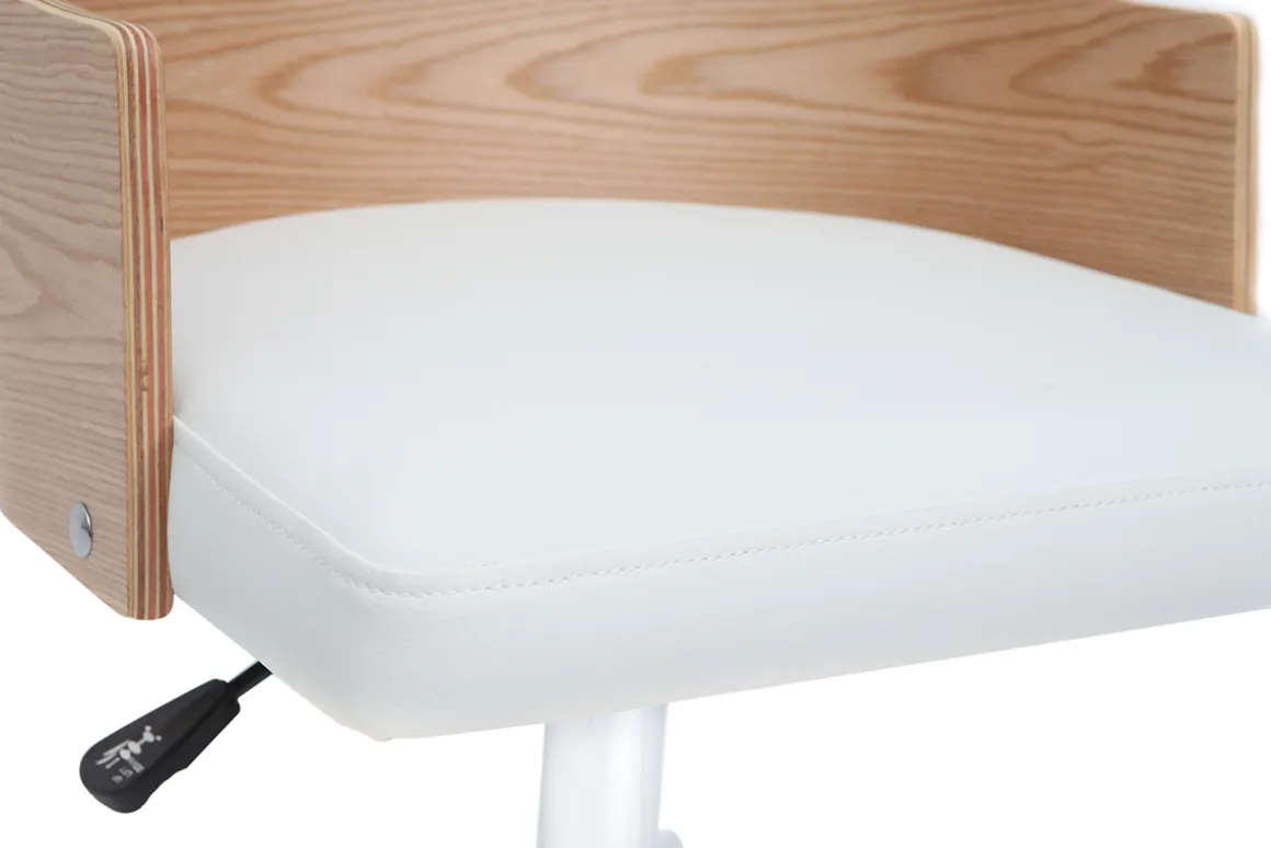 Miliboo Fauteuil De Bureau|Fauteuil De Bureau Petit Prix-Chaise de bureau à roulettes design blanc, bois clair et acier chromé MAYOL